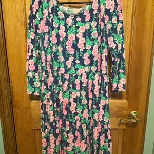Lilly Pulitzer Navy Dress with Pink and Green Floral